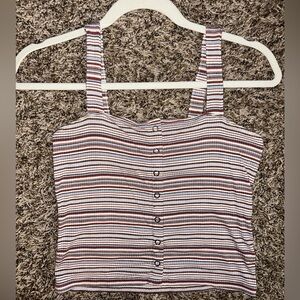 American Eagle Striped Cropped Tank Top